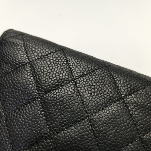 Quilted Grained Calfskin Wallet Black