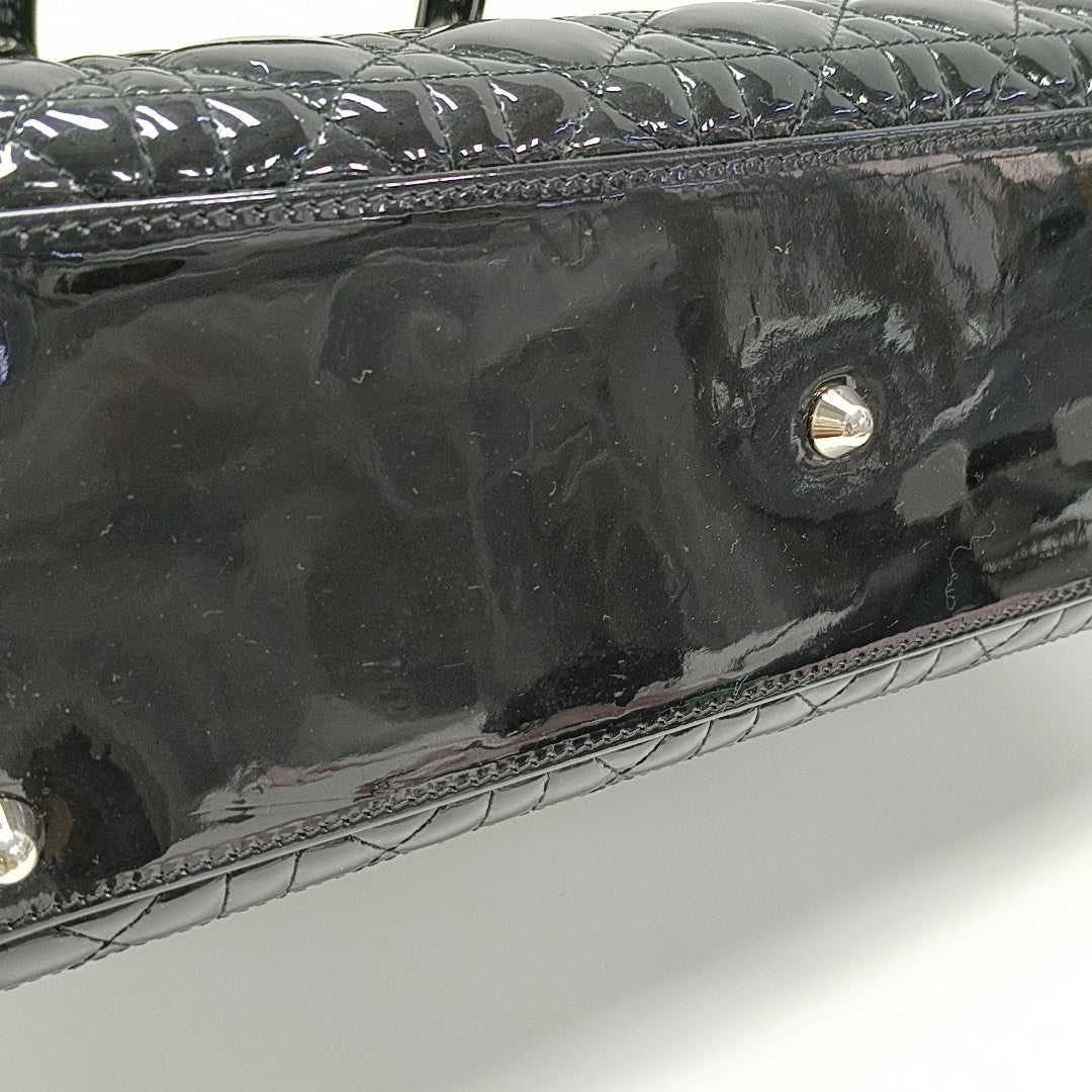 Lady Dior Large Cannage Patent Leather Black