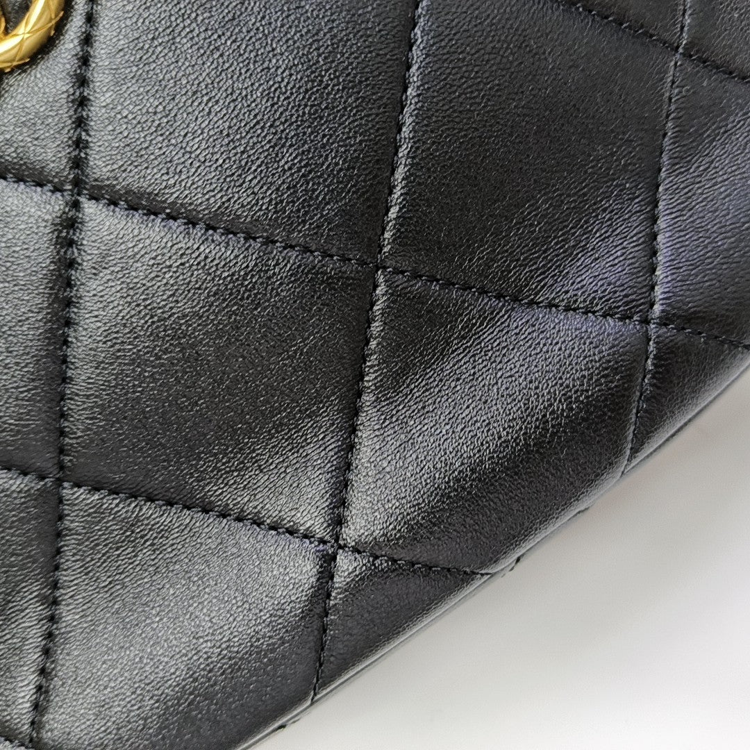 23K Quilted Lambskin Black