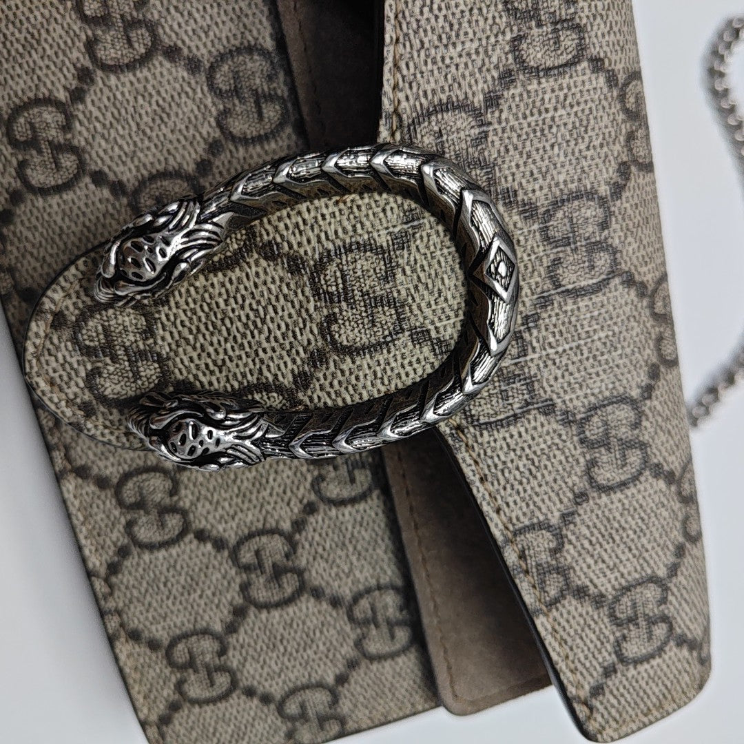 Dionysus Super Mini Monogram Coated Canvas Beige