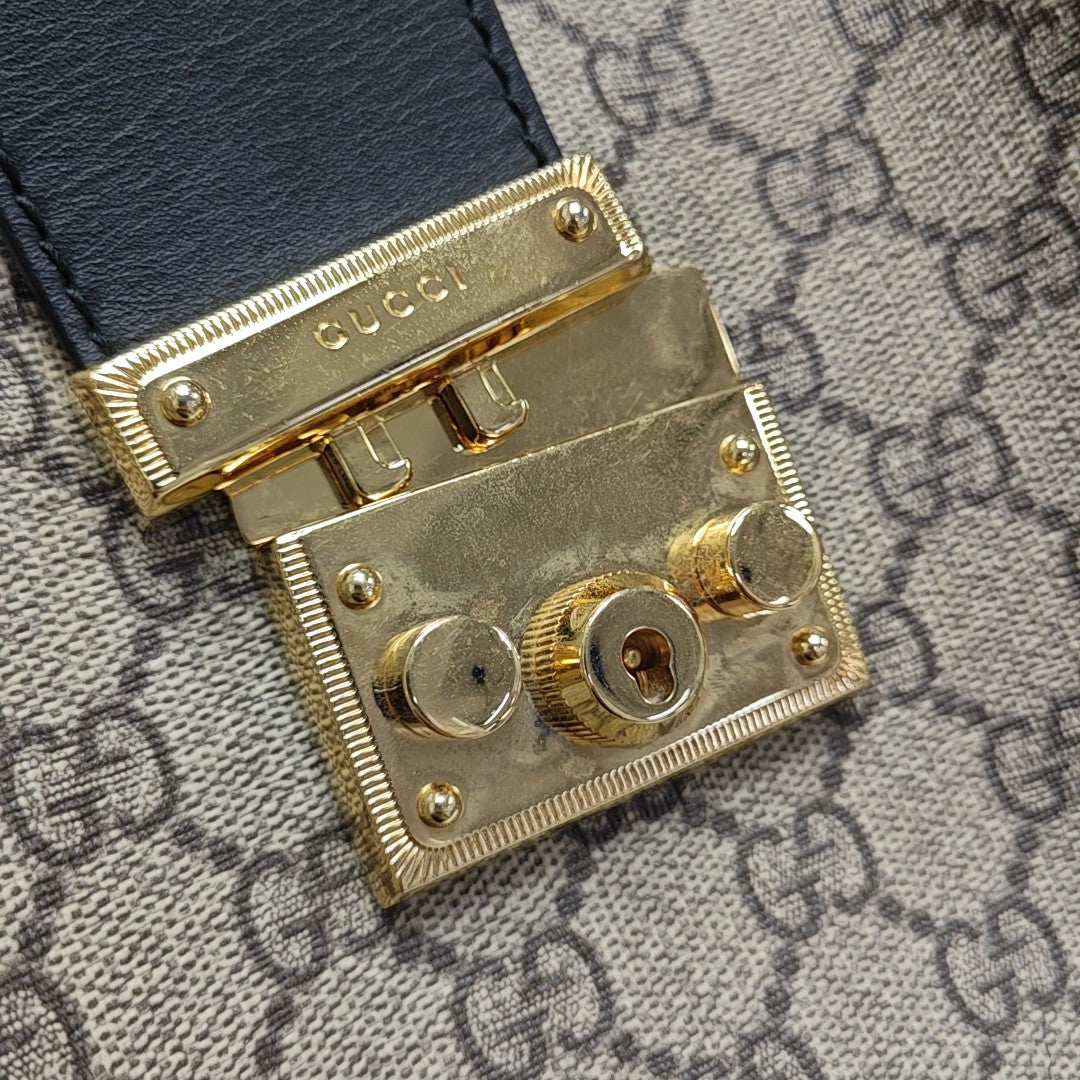 Padlock Medium Monogram Coated Canvas Beige