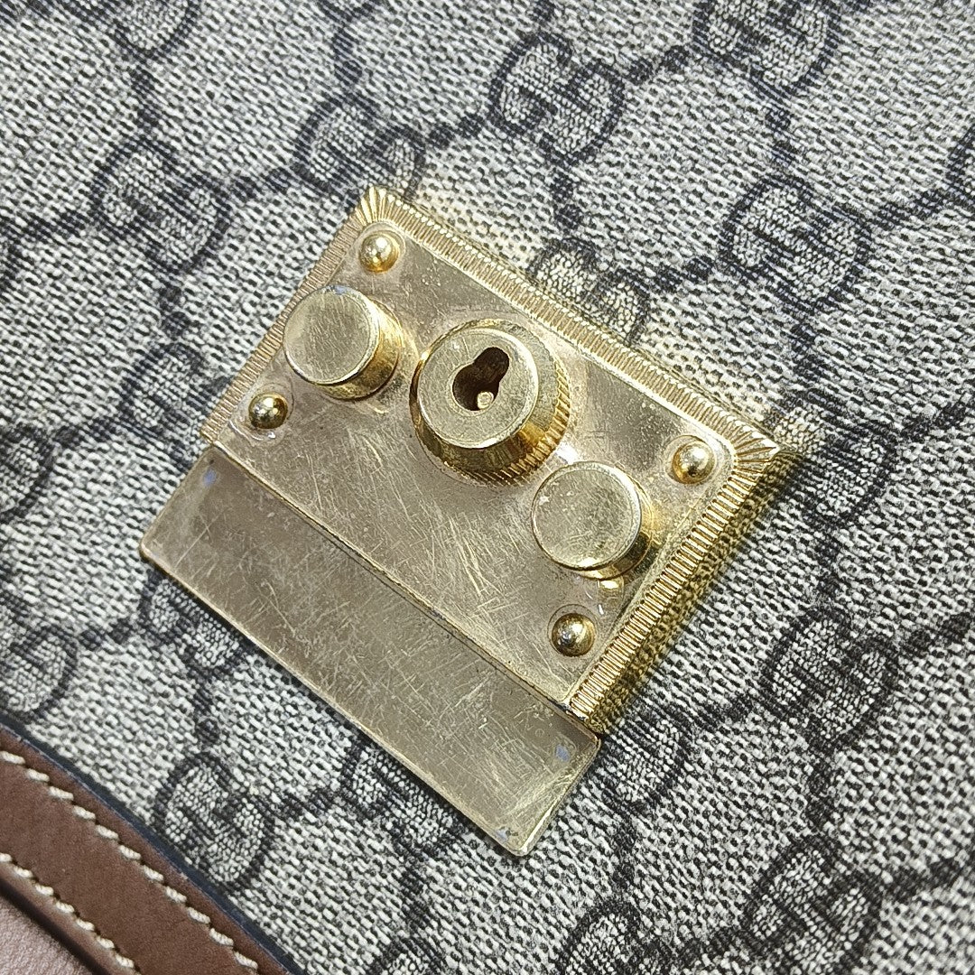 Padlock Small Monogram Coated Canvas Beige