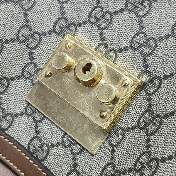 Padlock Small Monogram Coated Canvas Beige