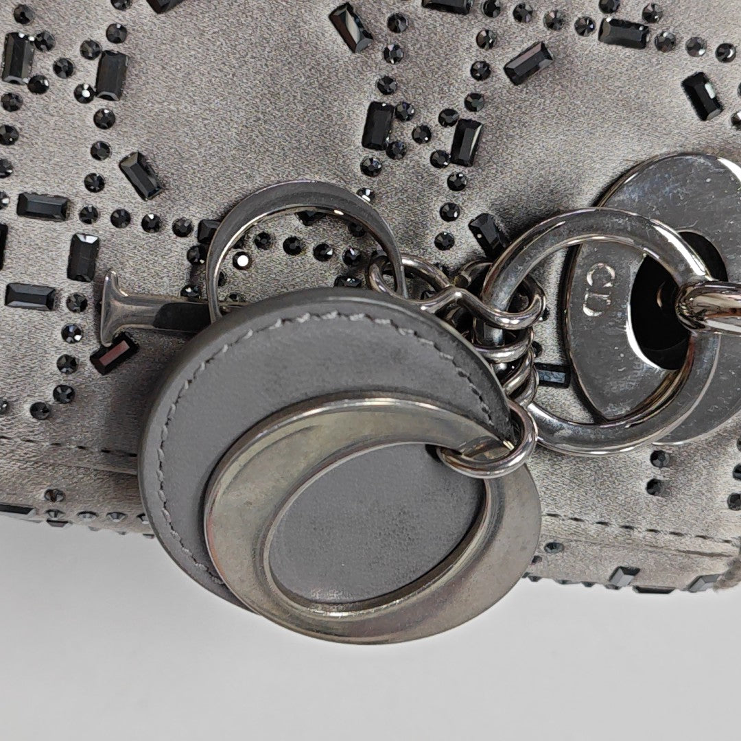Lady Dior Mini Cannage Silk Satin Gray