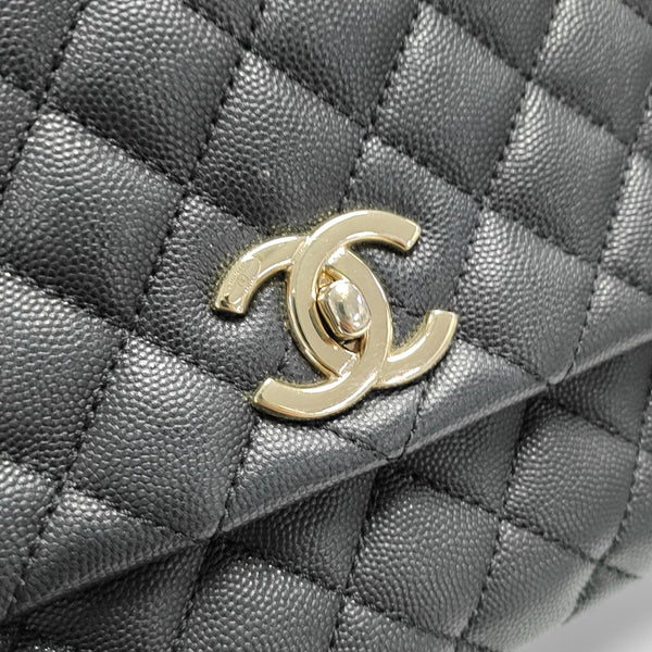 COCO HANDLE Medium Quilted Grained Calfskin Black