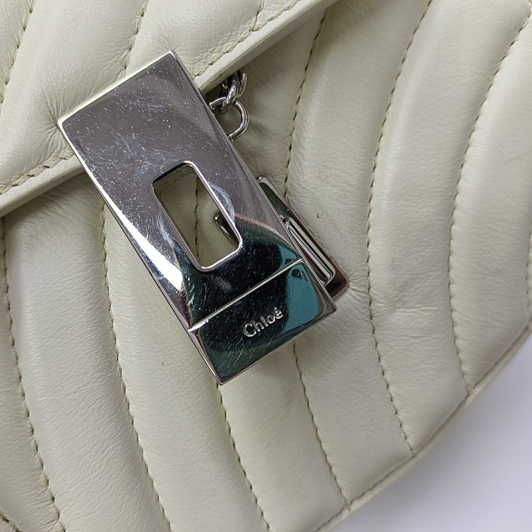 Drew Nano Quilted Calfskin White