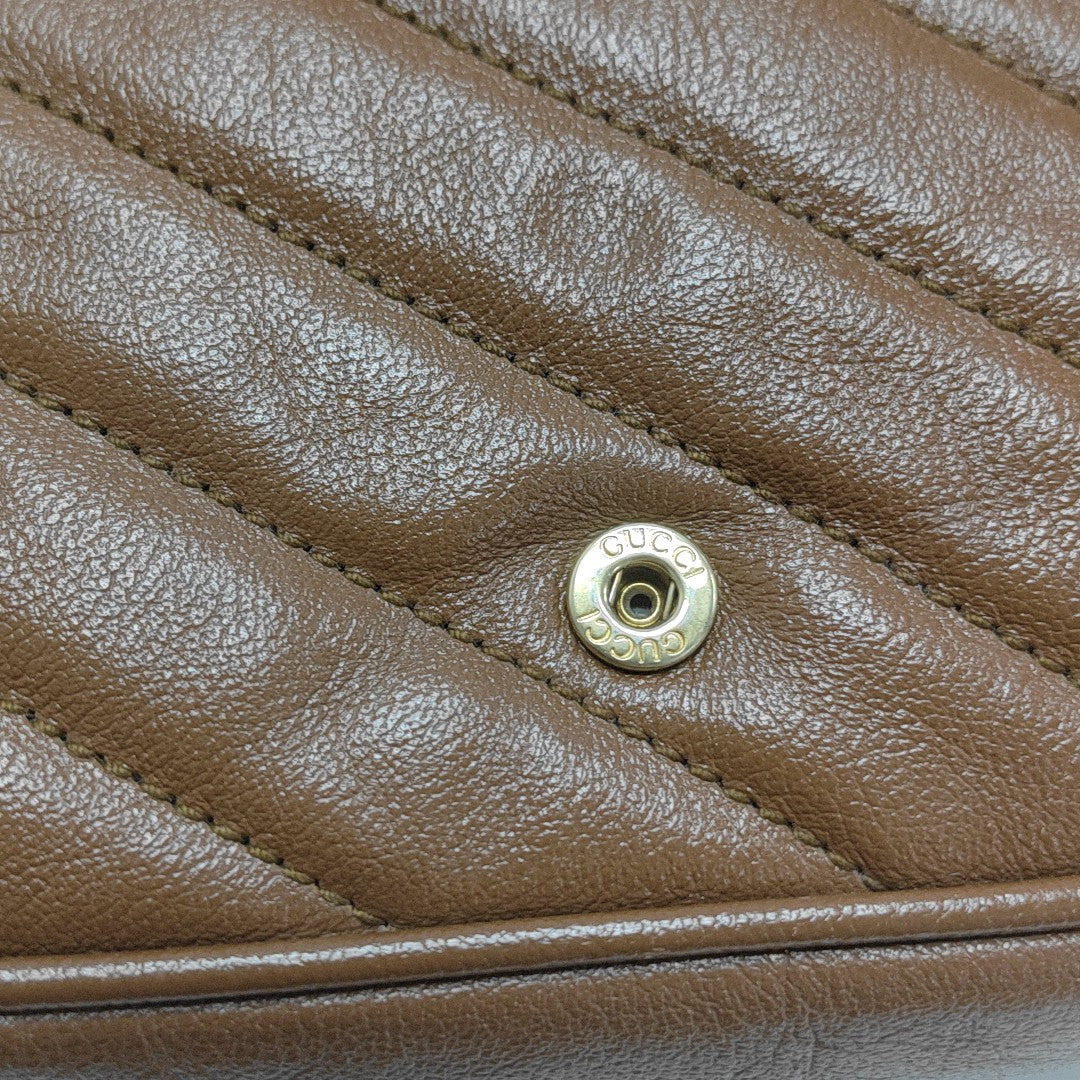 GG Marmont Mini Quilted Calfskin Brown