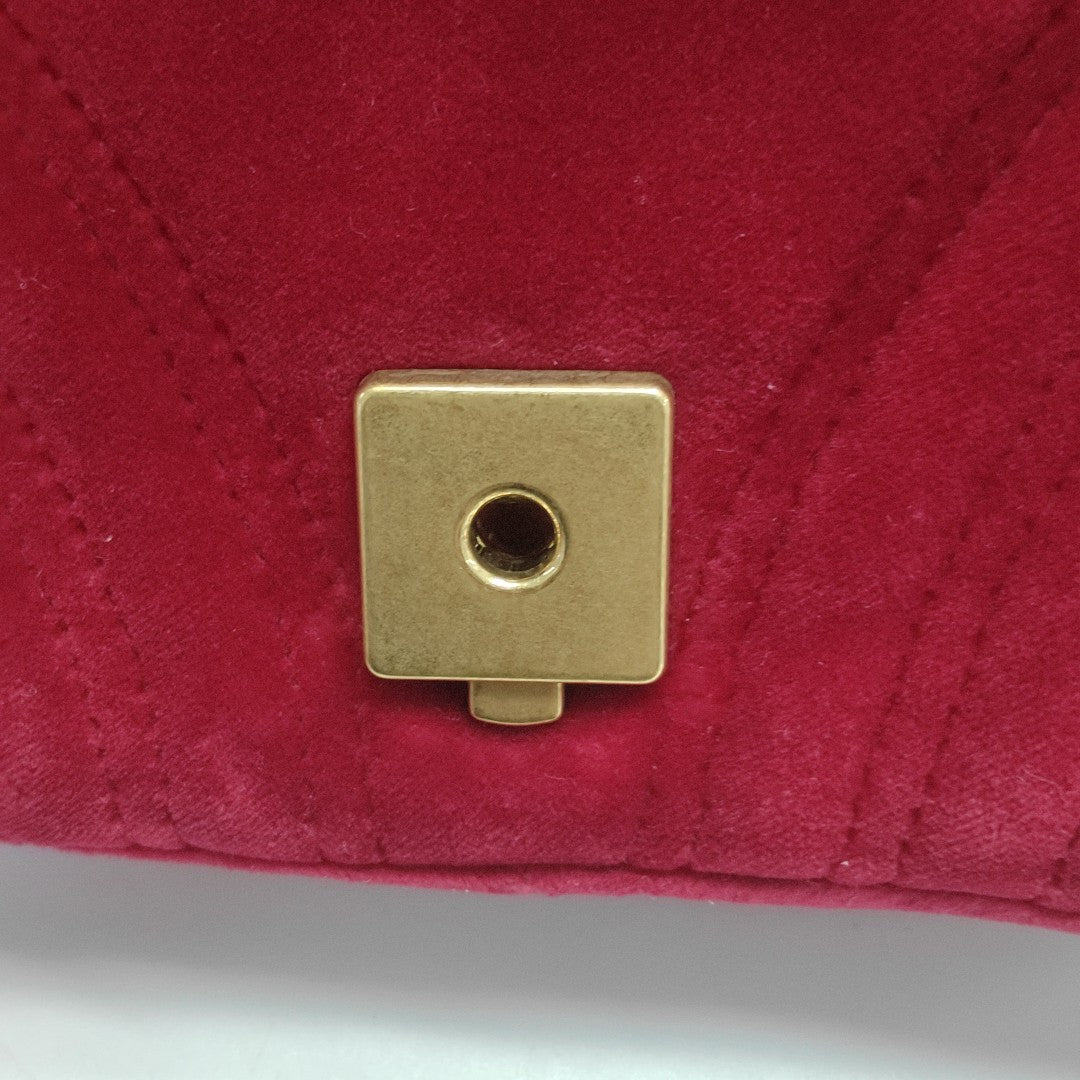 GG Marmont Medium Quilted Velvet Red