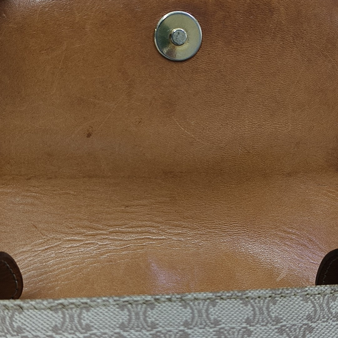 Coated Canvas Shoulder Bag Beige