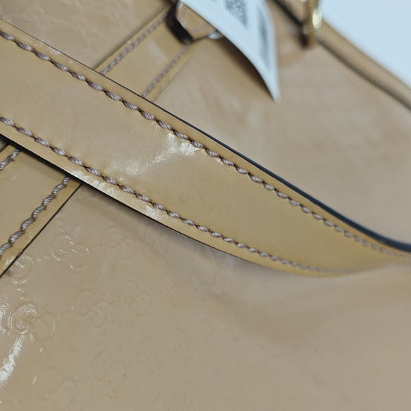 Monogram Patent Leather Shoulder Bag Beige
