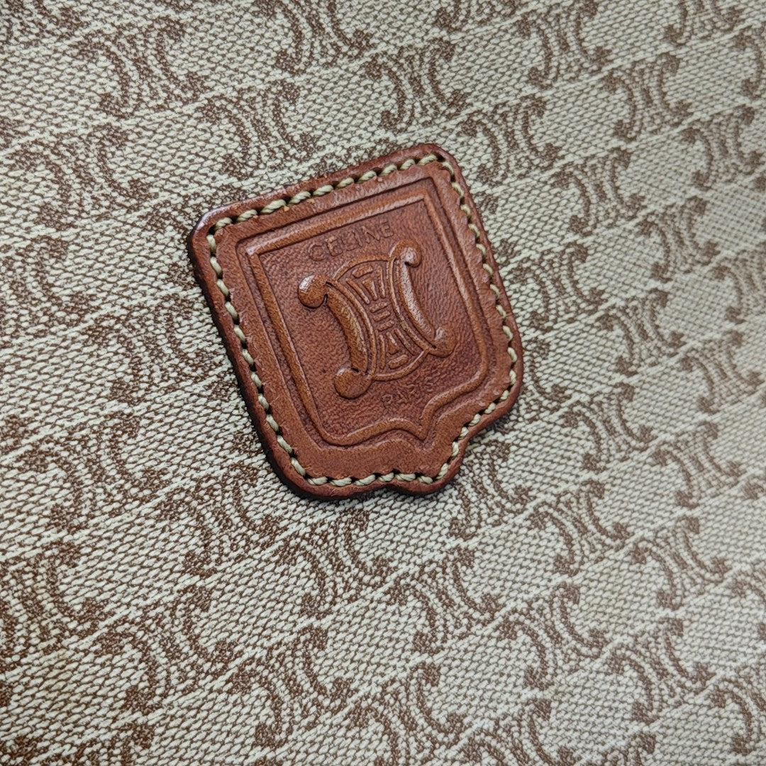 Coated Canvas Top Handle Bag Brown