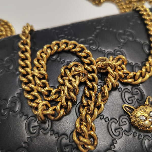 Monogram Calfskin Shoulder Bag Black