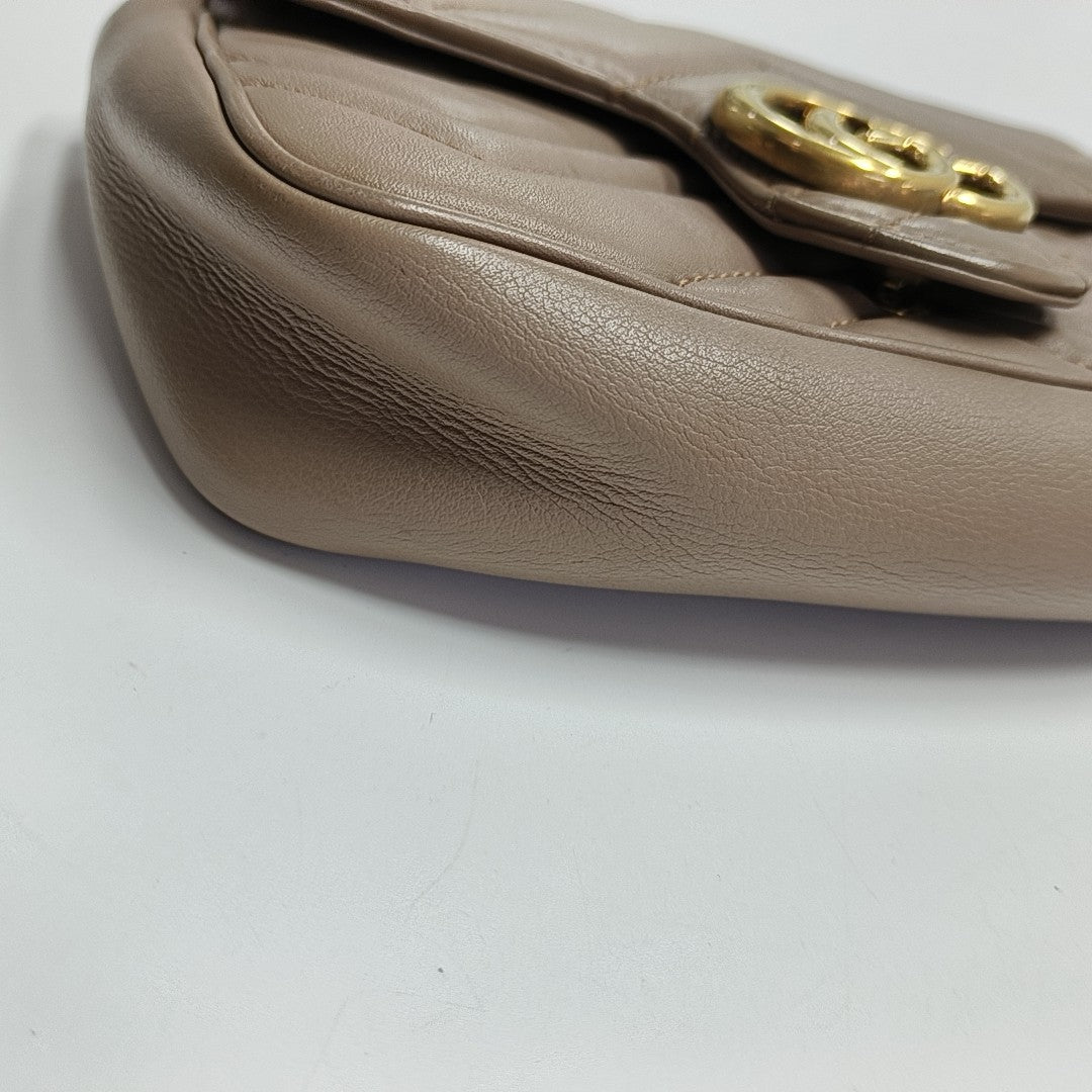 GG Marmont Mini Quilted Calfskin Beige