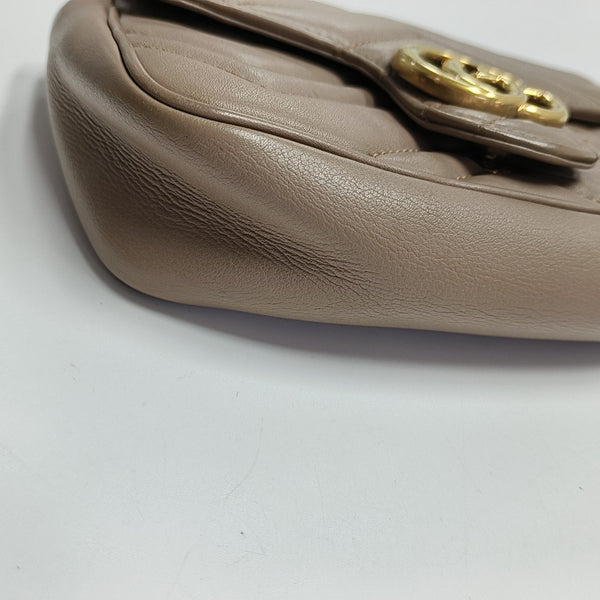 GG Marmont Mini Quilted Calfskin Beige