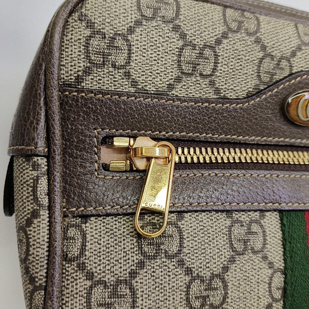 Ophidia Small Monogram Coated Canvas Beige