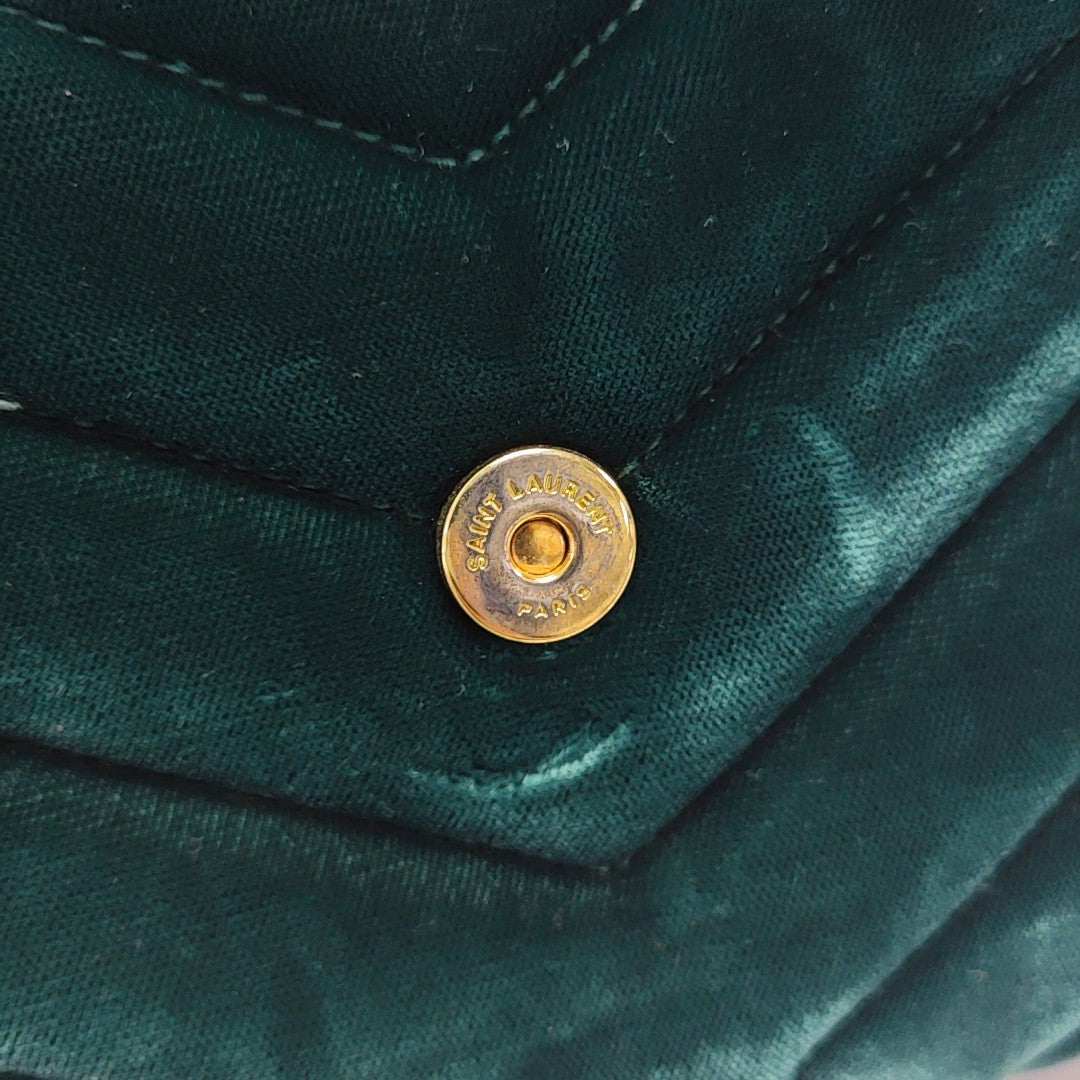 LOULOU Extra Small Chevron Velvet Green