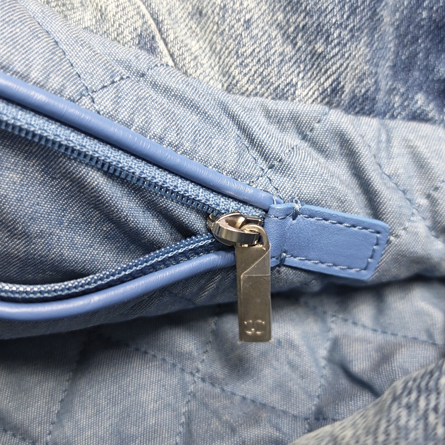 CHANEL 22 Medium Quilted Denim Blue