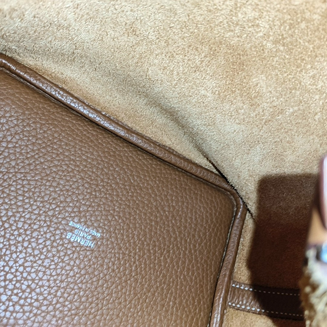 Authenticated pre-owned  Picotin Lock Clemence Brown - Top Handle Bag at Looply