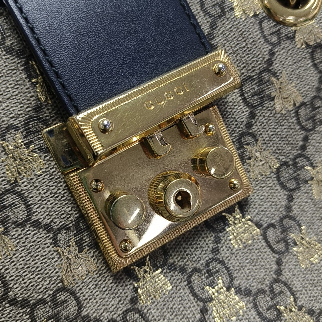 Padlock Small Monogram Coated Canvas Beige