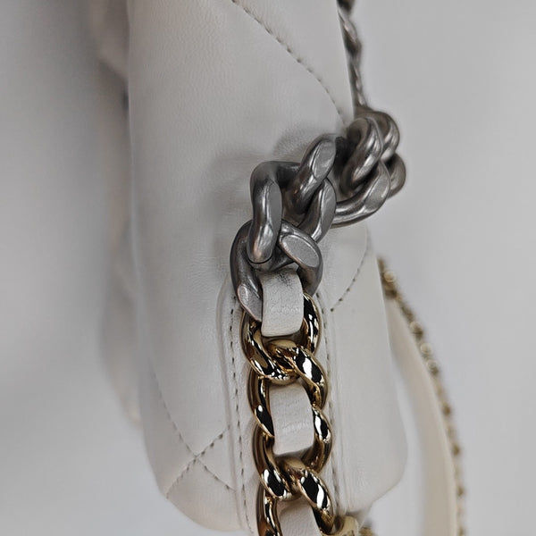 CHANEL 19 Small Quilted Lambskin White