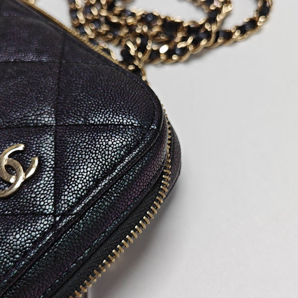 Quilted Grained Calfskin Metallic