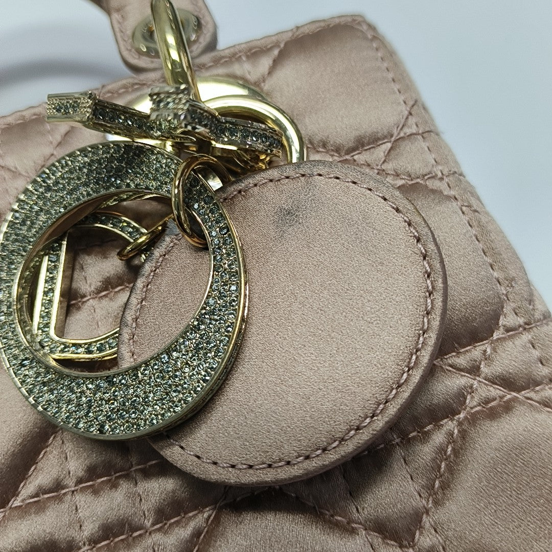 Lady Dior Small Cannage Silk Satin Pink