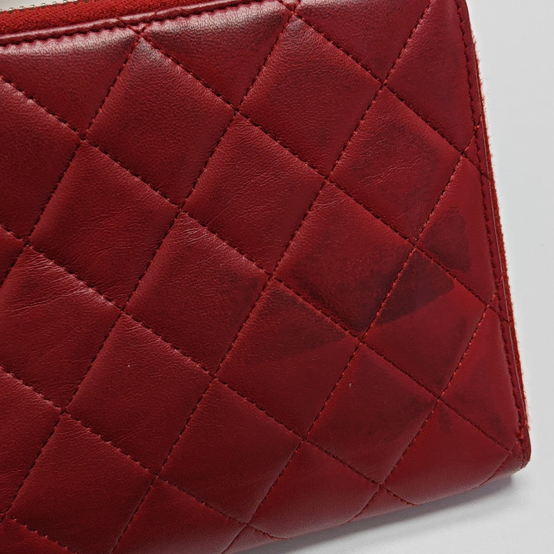 Quilted Lambskin Wallet Red