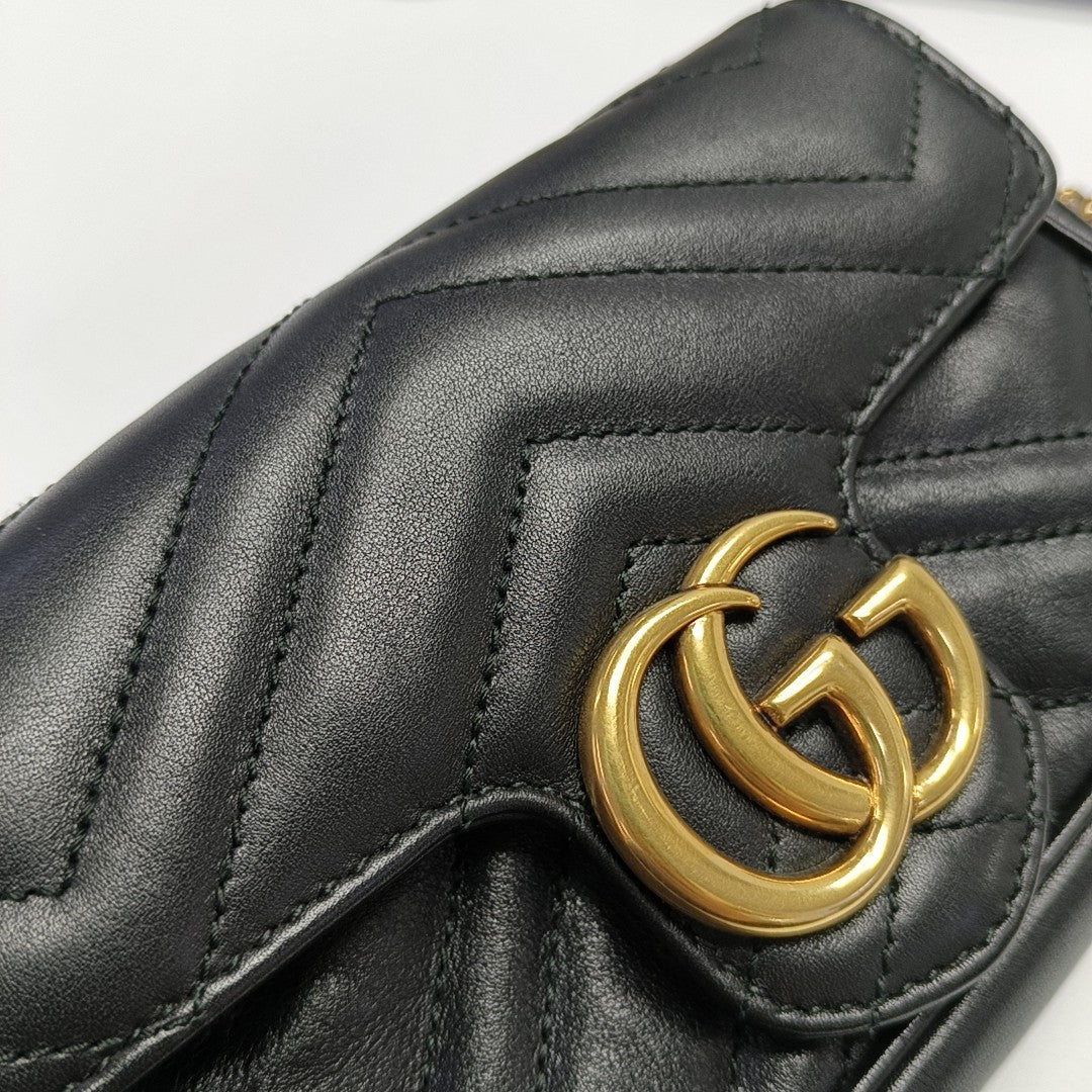GG Marmont Mini Quilted Calfskin Black