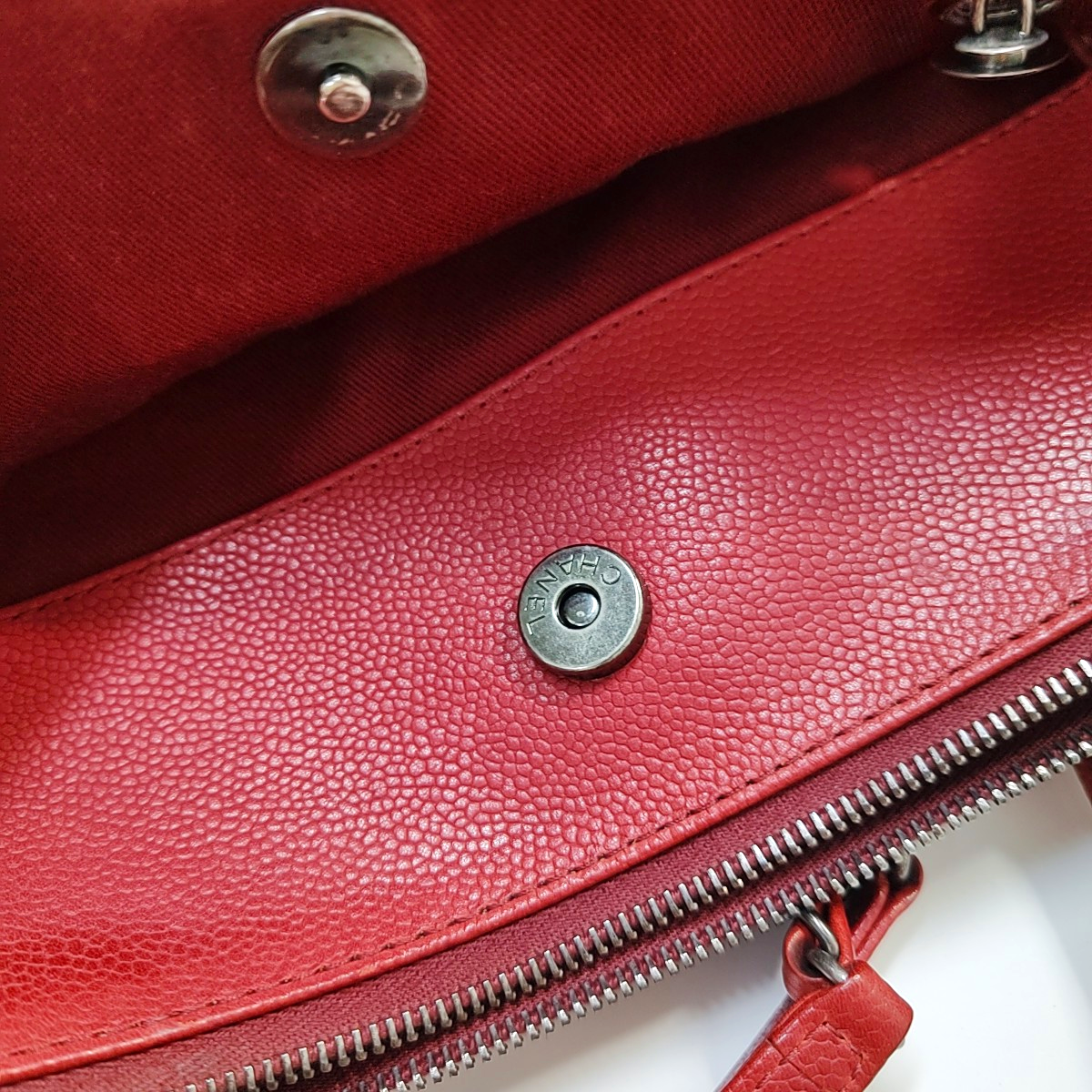 Quilted Grained Calfskin Red