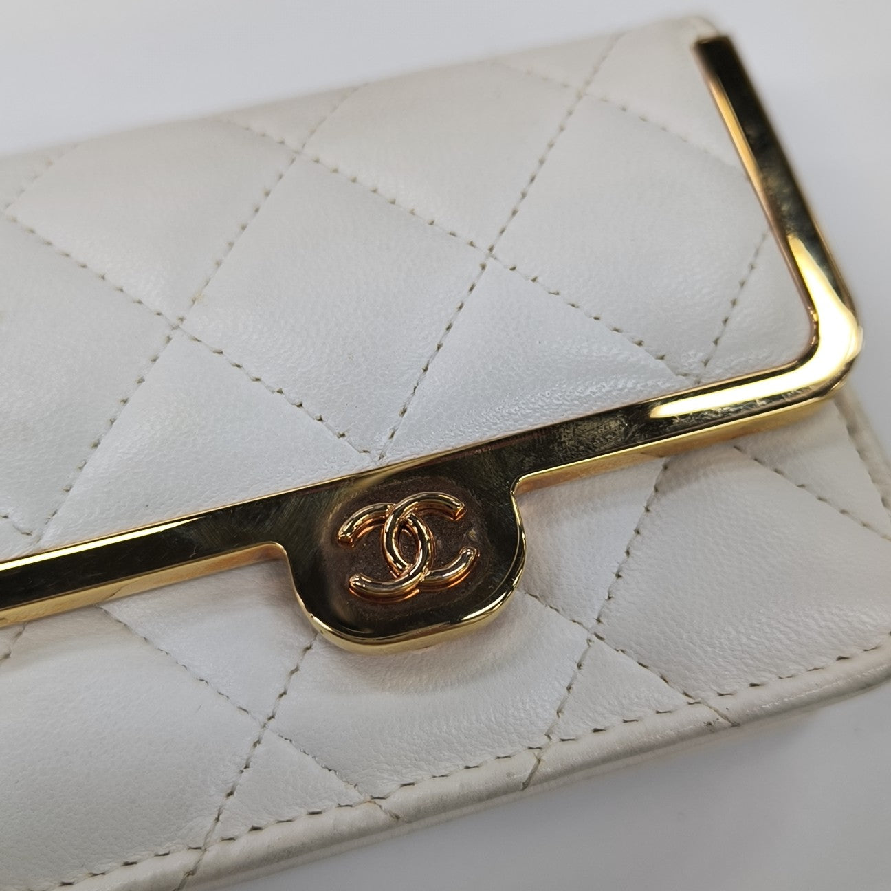 Quilted Lambskin Shoulder Bag White