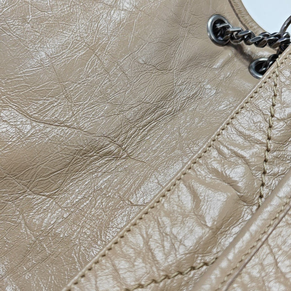 NIKI Small Chevron Calfskin Beige