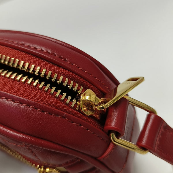 C CHARM Small Quilted Calfskin Red