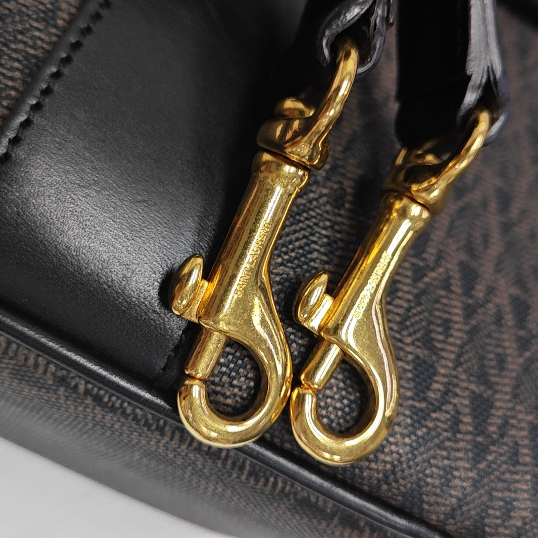 Coated Canvas Shoulder Bag Black