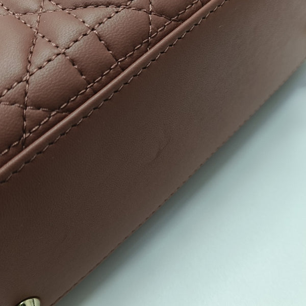 Authenticated pre-owned  Lady Dior Small Quilted Lambskin Beige - Shoulder Bag at Looply
