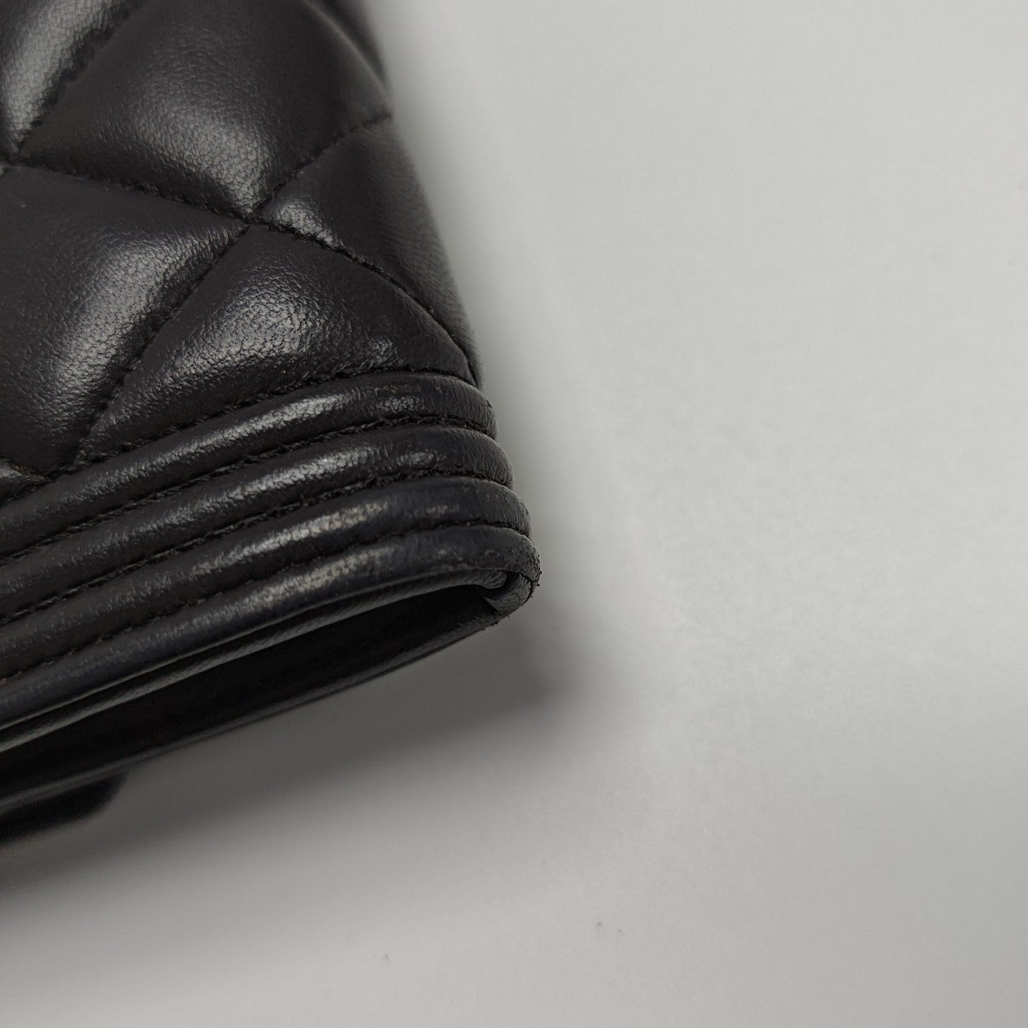 BOY CHANEL Mini Quilted Lambskin Gray Wallet