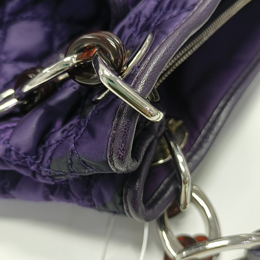 Cannage Silk Satin Tote Bag Purple