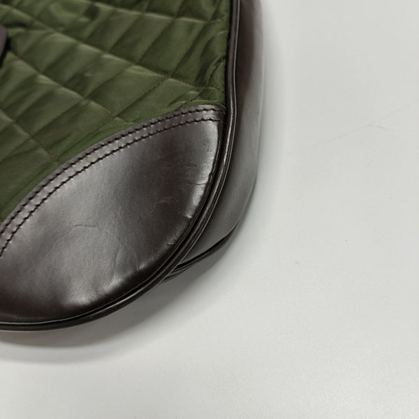 Quilted Nylon Shoulder Bag Green