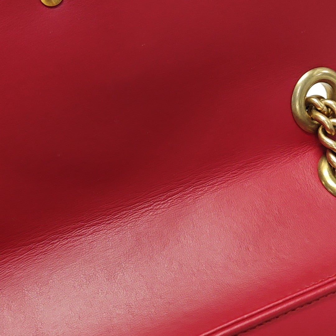 GG Marmont Medium Quilted Calfskin Red