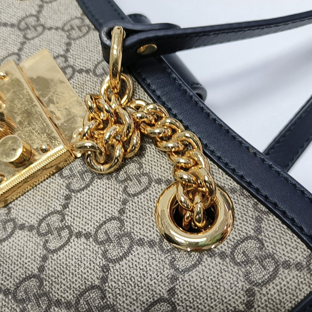 Padlock Small Monogram Coated Canvas Beige