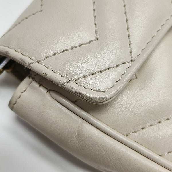 GG Marmont Mini Quilted Calfskin White