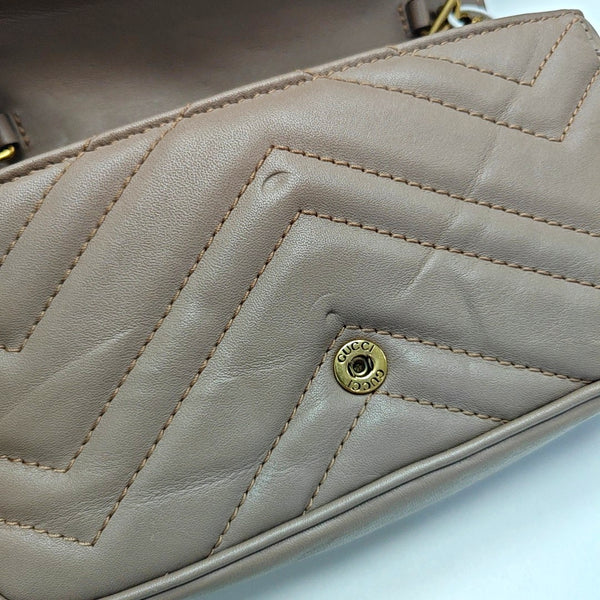 GG Marmont Mini Quilted Calfskin Beige