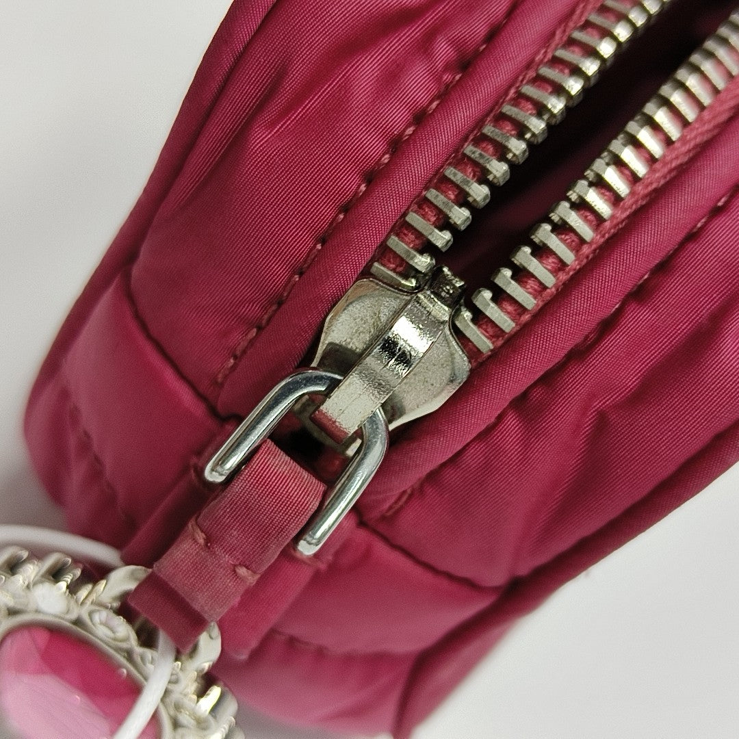 Quilted Fabric Clutch Red