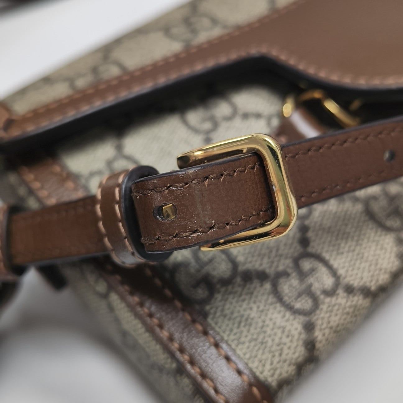 Horsebit 1955 Mini Monogram Coated Canvas Beige
