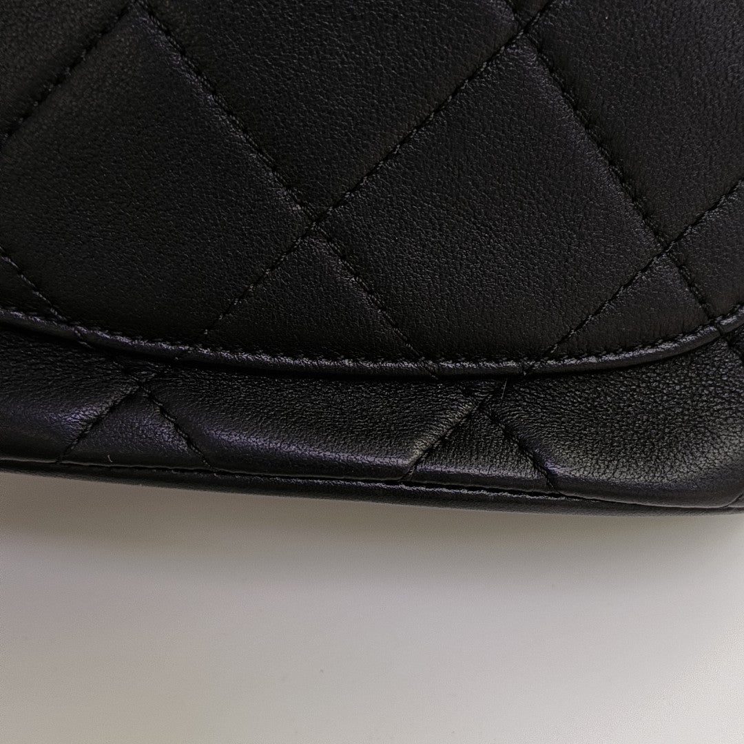 Quilted Calfskin Shoulder Bag Small Black