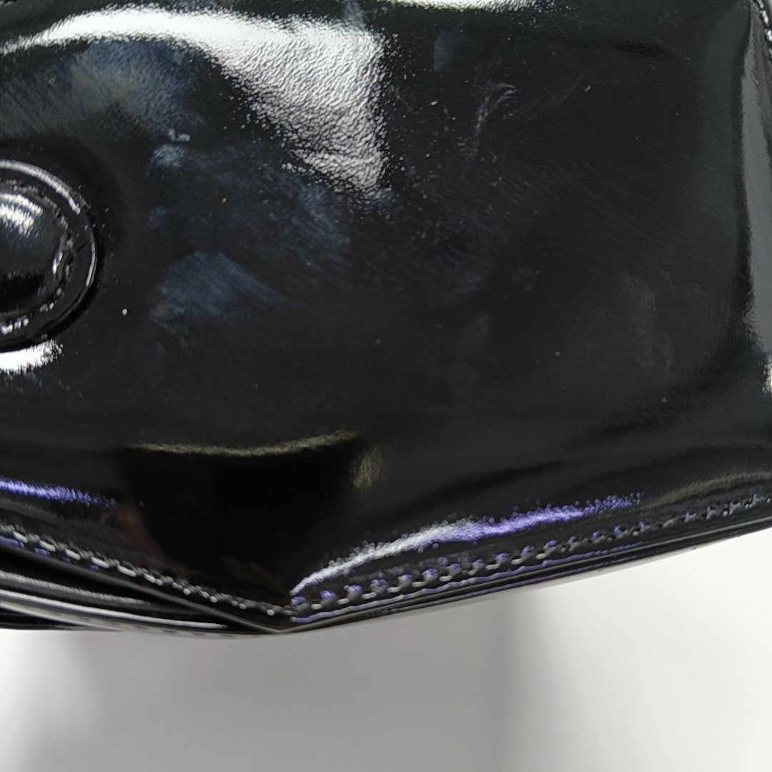 Patent Leather Top Handle Bag Black