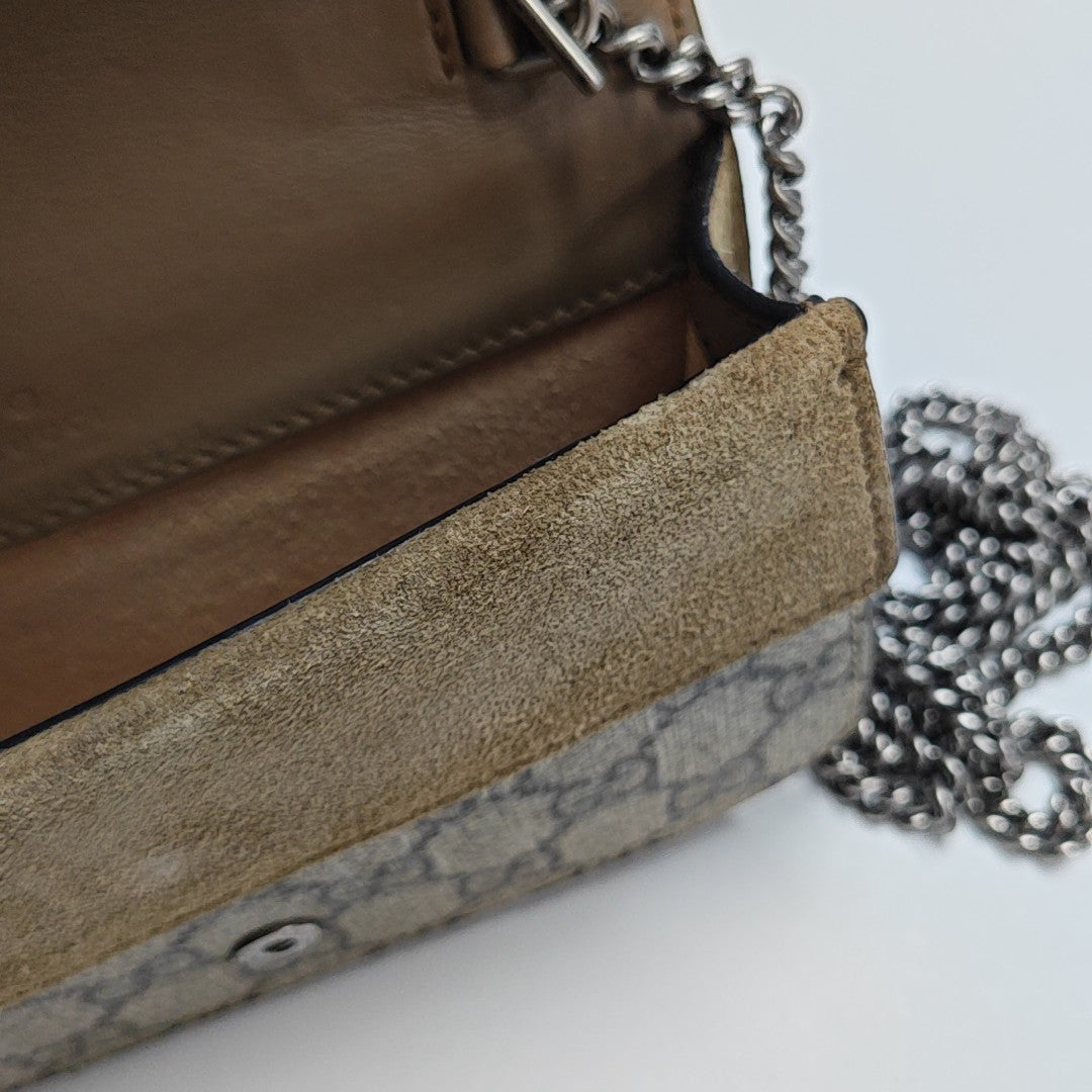 Dionysus Super Mini Monogram Coated Canvas Beige