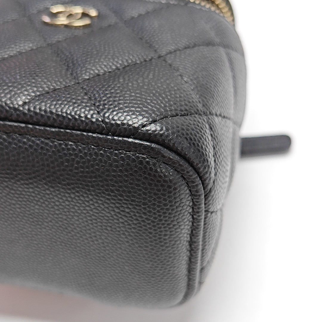 VANITY CASE Mini Quilted Grained Calfskin Black
