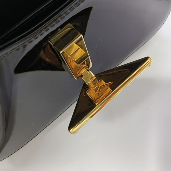 Patent Leather Top Handle Bag Black