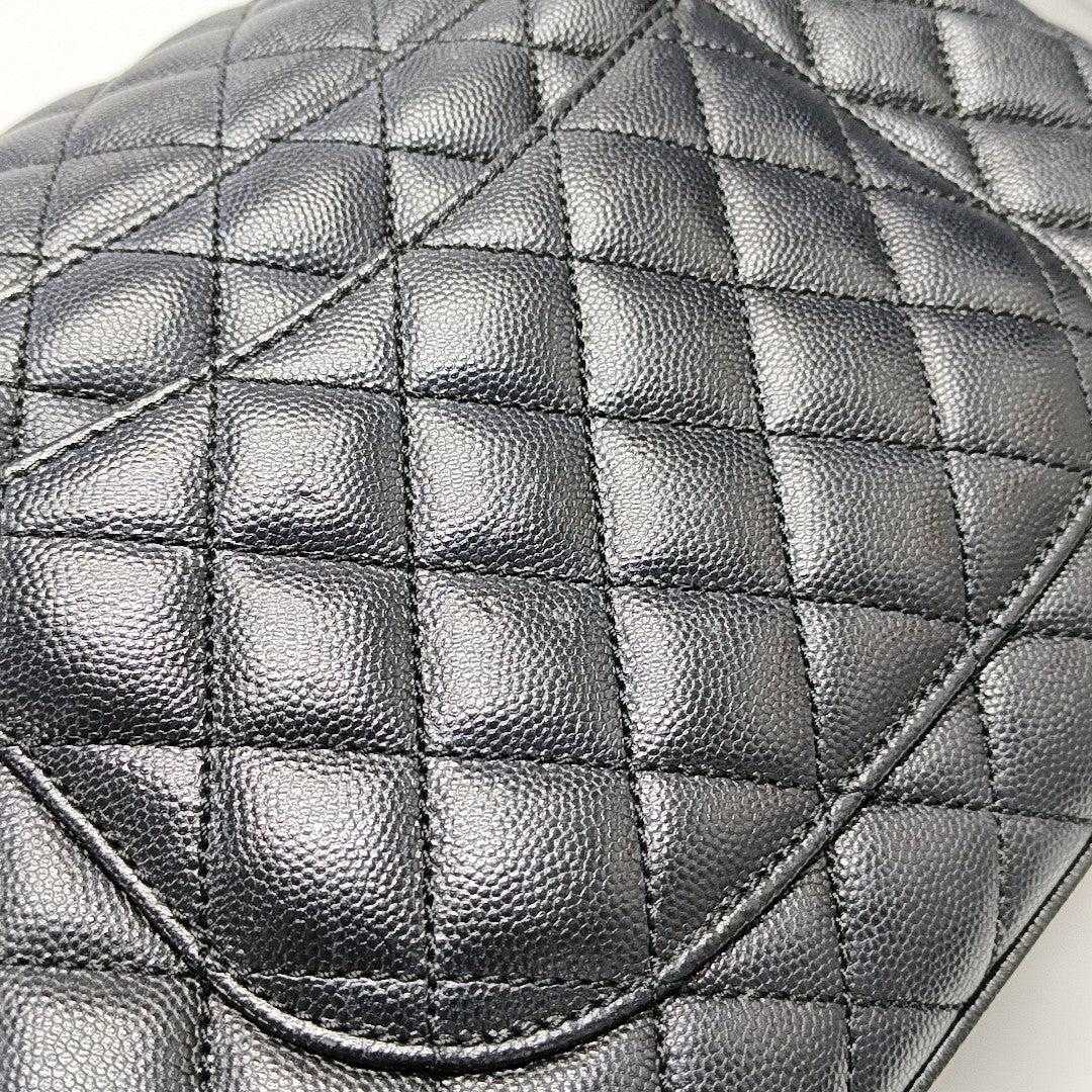 COCO HANDLE Medium Quilted Grained Calfskin Black