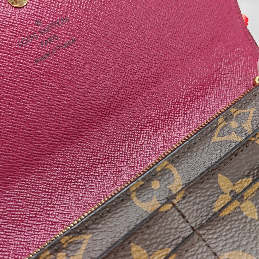SARAH Monogram Coated Canvas Brown Wallet